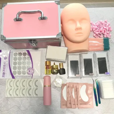OEM Wholesale Portable Practice Eyelash Extension Starter Fake False Eyelash Kit Practice Eye Lash Extension Kit
