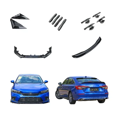 Fuxuan Front Bumper Lip Spoiler for for Honda CIVIC 2022 11th Gen Models Black ABS Exterior Car Accessories