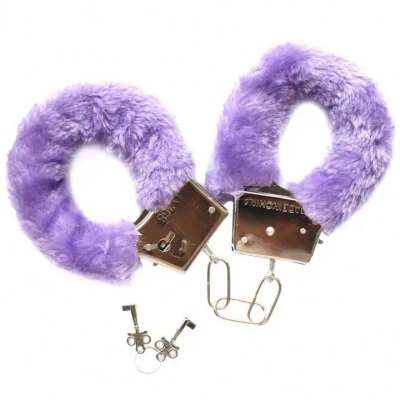 Fuzzy Handcuffs Stainless Steel Plush Metal Handcuffs Ankle Cuffs Sex Toys for Bdsm Games