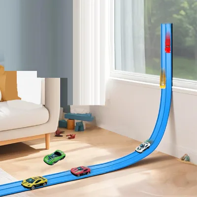 Flexible Track Toy Made of Soft Material Comes with 4 Alloy Cars Can Change the Shape of the Track Children's Track Toy