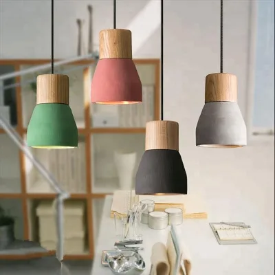 Nordic Simple Single Concrete Pendant Lamp Industrial Small Hanging Lamp