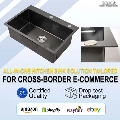 E-commerce Exclusive Good Quality Eco-Friendly Brushed Satin Finish Silver Stainless Steel Kitchen Sink Modern 304 Handmade
