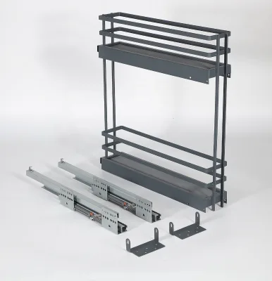 Gruwill Kitchen Counter 2 Tier Black Storage Metal Shelves with Slides