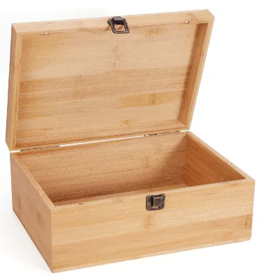 Natural Wooden Storage Boxes and Home Souvenir Storage Boxes, Bamboo and Wood Storage Boxes with Hinged LIDS