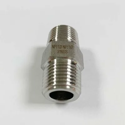 HI-TEK -8-M Stainless Steel 316 NPT/NPT Male Hex Nipple CNC Machined High Pressure Hydraulic Pipe Fitting 1/2" Size Water Oil