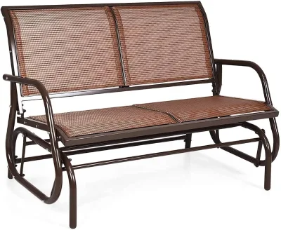 Durable Steel 2-Person Swing Glider Chair with Breathable Seat and Armrest for Backyard, Garden, Poolside, Lawn