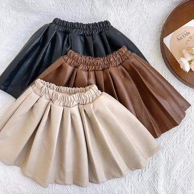 Girls' Pleated Children's Clothing Autumn Winter New Children Baby Girl Solid Color Skirt
