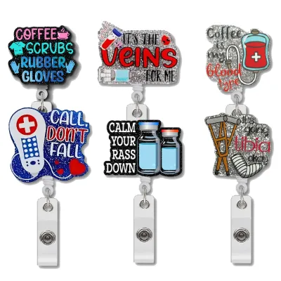 Medical Team Physician Nurse Badge Reel 360 Rotating Retractable Badge Reel