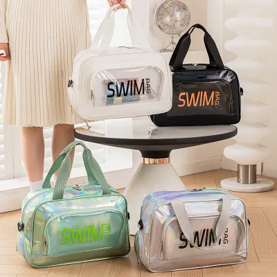 Custom Design Logo Colorful Laser Good Quality PVC Cube Crossbody Shoulder Bag Modern Minimalism Travel Swimming Fitness Beach