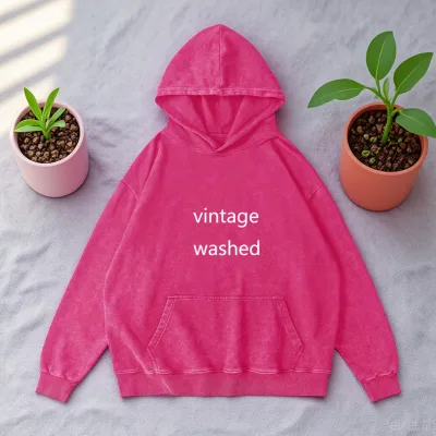 Breathable Crew Neck Hoodie Soft Washed Cotton Fabric