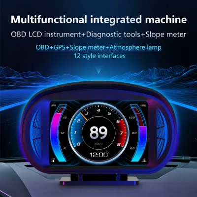 Auto Electronic Dashboard with Fast Response OBD2 & GPS 3.5 Inch TFT LCD Car HUD with Water Temperature