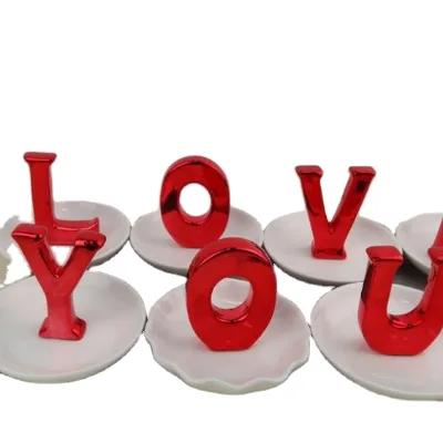 I Love You Ceramic Ring Jewelry Holder Love Dish Tray Plate Novelty Gift & Crafts for Displaying Your Treasured Pieces