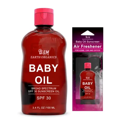 Baby Oil SPF 30 Air Freshener Bundle Broad Spectrum SPF 30 Sunscreen Oil Vegan Suntan Oil with Broad Spectrum SPF Sunscreen