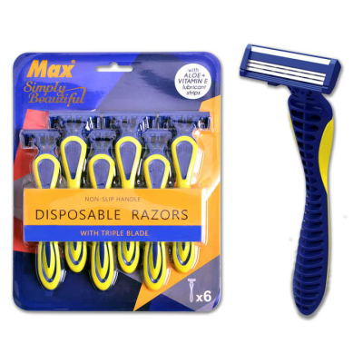 6Pcs Per Pack Factory Direct Disposable Shaving razor Triple 3 Blade Body razor Mens Shaving Kit