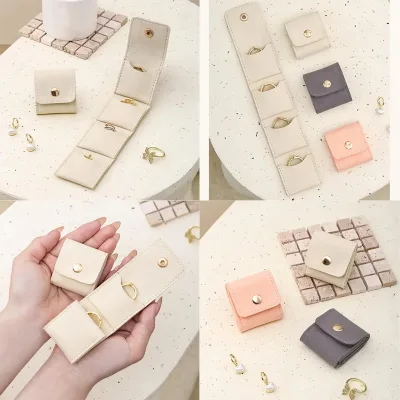 Foldable Genuine Travel Jewelry Roll Bag Multi-Compartment Portable Jewelry Organizer Storage Box Jewelry Roll