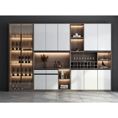 OEM Antique Vintage Single-Door Wine Cabinet Italian Luxury Light Brushed Brass Standing Wood Cabinet Commercial Furniture Bulk