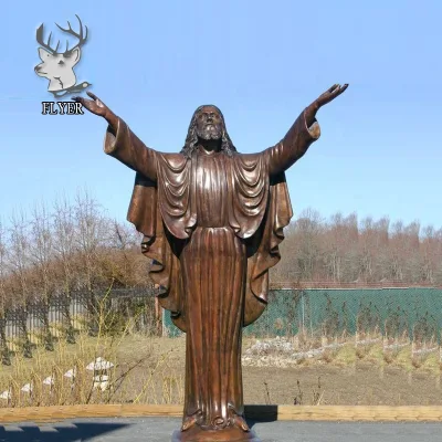 Memorial Lord Jesus Bronze Sculpture Jesus Christ Standing With Open Arms Statue