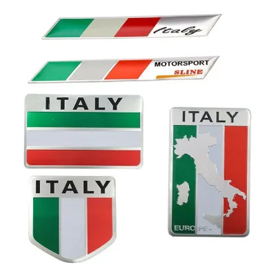 3D Aluminum Italian Italy Map National Flag Car Body Sticker Grill Emblem Badge Decal Decoration Labeling Exterior Accessories
