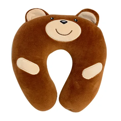 Customized Cartoon Animal Series Plush Bear Neck Travel Pillow for U Shape