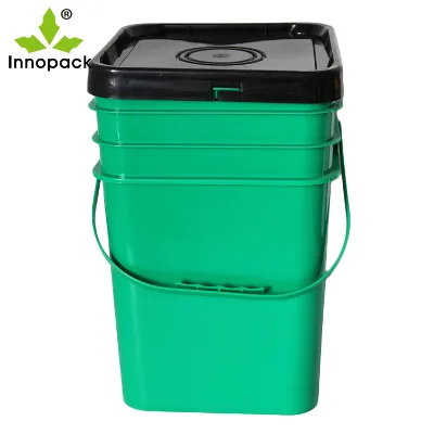 20L Plastic Bucket Black square Rectangle Bucket with Handle for Sale