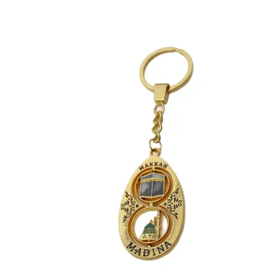 Zinc Alloy Enamel Keychain Makkah Kaaba Prophet Mosque Key Ring Hajj Pilgrimage Souvenir Ramadan Eid
