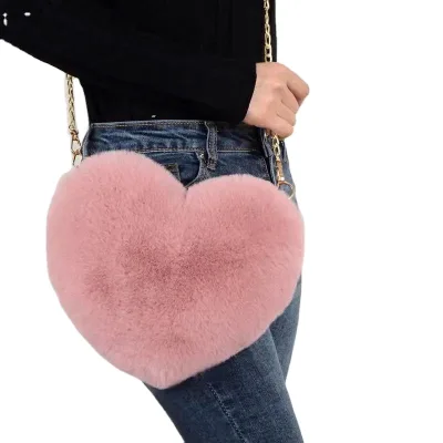 Plush Bag Female Oblique Cross Korean Version Lovely Portable Plush Bag Autumn Winter New Rabbit Ear Clip Mouth Bag
