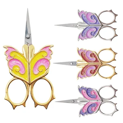 Exquisite Small Tailor Embroidery Sewing Scissors Painted Butterfly Design for Thread Cutting Daily Cross Sewing Accessory