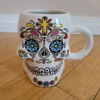 Wholesale Colorful Sugar Skull Travel Mug Skull With Straw Cup Halloween Cups for Memorial Day of Dead