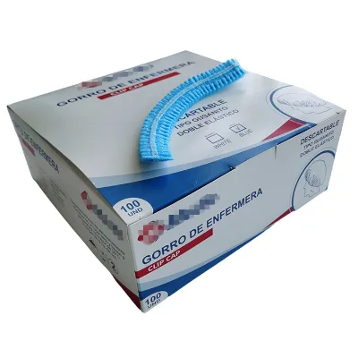 Box Packing Disposable 10g 21'' Single Elastic 100 Pcs Pack Female Bouffant Cap Disposable Clip Cap