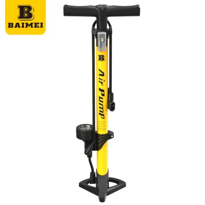 New Arrival Schrader Bicycle Pump for Bike/Basketball/Football with Gauge 80-130PSI Pressure
