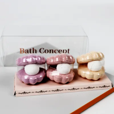 Private Label Relaxing Long Lasting Scented Self Care Ocean Sea Shell Bubble Bath Bombs Gift Set