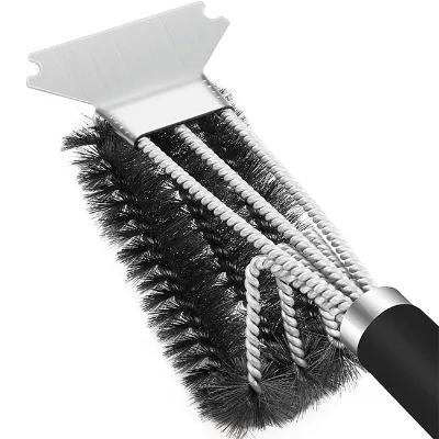 High Quality 18-Inch Bristle Stainless Steel BBQ Grill Wire Cleaning Brush Barbecue Metallic Scraper Tool for Grilling