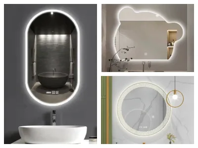 Customizable Square LED Lighted Mirror Wholesale Luxury Bathroom Vanity Mirrors Wall Mounted with Anti-Fog and Touch Switch