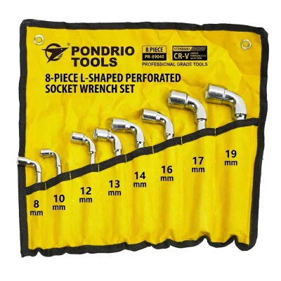 Premium OEM PONDRIO 8Pcs Cr-V Pass-Through L-Type Socket Wrench Set for Automotive Repair & Car Maintenance