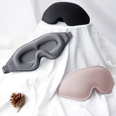 3D Complete Light Blocking 100% Cotton Sleep Mask Soft Breathable Eye Cover Zero Pressure Night Blindfold for Side Sleepers