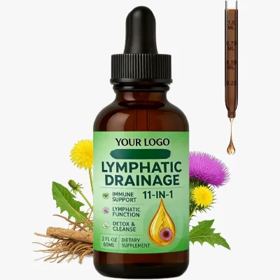 Custom Logo Private Label GMP Manufacturer Factory Lymphatic Drainage Liquid Drops for Immune Support Lymph Detox Liquid