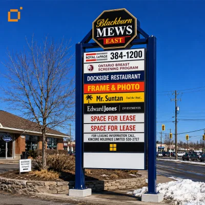 Outdoor Waterproof Pylon Sign OEM Service Manufacture Freestanding Vertical Brand Signage Corporate Headquarters Campus Entrance