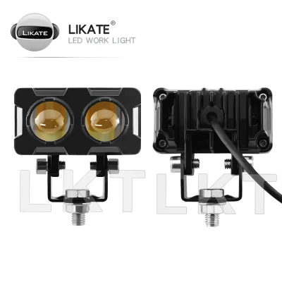 LKT Hot Sale 3inch Dual Color Led Spotlight 25w Offroad Led Driving Light Motorcycle Led Headlight Waterproof Projector Lens