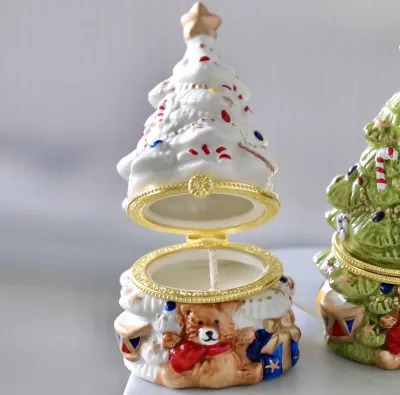 Decorations Gift Set Candle with Ceramic Scented Candle for Christmas - Container Rectangle and Ceramic Cookie Jar