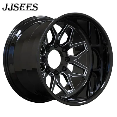 JJSEES Forged Wheels 22x12 24x14 26x14 8x180 Deep Dish Multi Spoke Gloss Black Wheels for Dodge Ram 2500