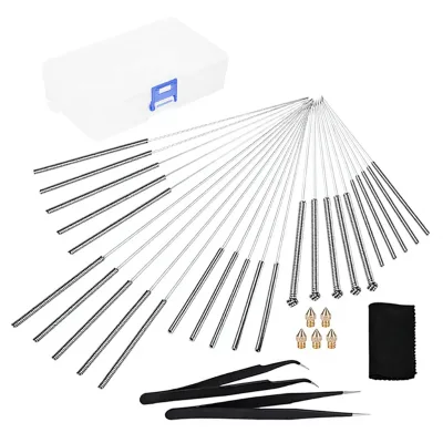 3D Printer Accessories Nozzle Cleaning Needle Kit M003 with Stainless Steel Nozzle MK8 Nozzles Tweezers & Cleaning Cloth