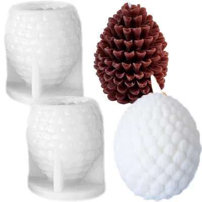 Pine Cone Silicone Candle Mold 3D Christmas Pinecone Shape Resin Candle Mold for Candle Soap Fondant Chocolate Gift Home Decor