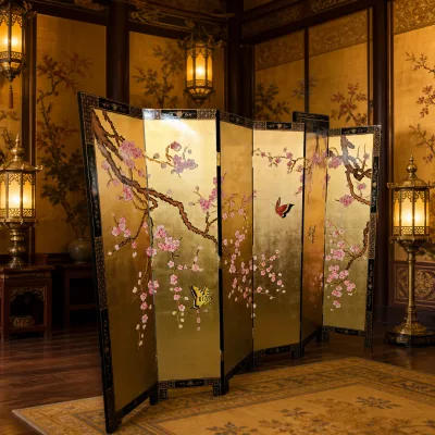 Traditional Oriental Artisan Screen for Luxury Hotel and Villa Interior Decor
