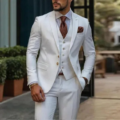 Men's Plus Size Business Casual Formal Suit Set Anti-Wrinkle Garment Dyed Viscose/Polyester Adults