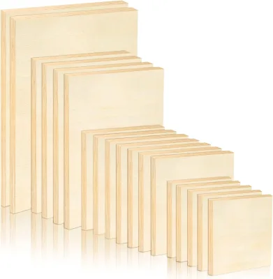 18 Pack Unfinished Wood Canvas Panels Kit Wooden Panel Boards Wood Paint Pouring Panels Wooden Canvas Panels Boards for Painting