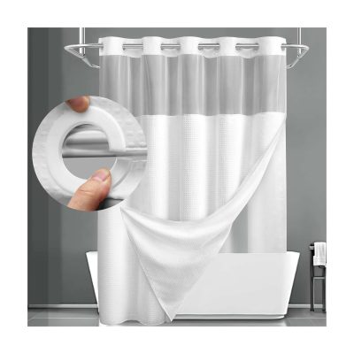 New Design White Shower Curtain Waffle Weave Luxury Cloth Shower Curtains for Bathroom  Hotel