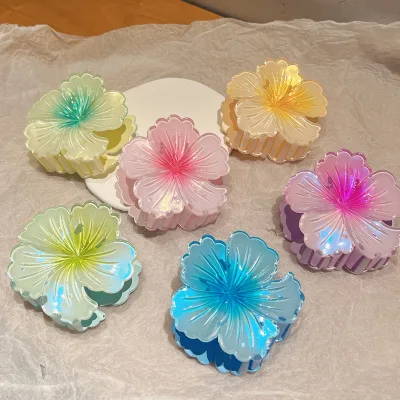 Women Accessories Pearly Lustre Hawaiian Flower Claw Hair Clips Hibiscus Flower Hair Clip