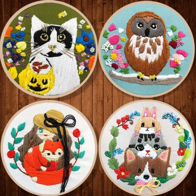Embroidery Kit for Beginners Owl Modern Embroidery With Pattern Needle Work Pack DIY Craft Kit for Adults