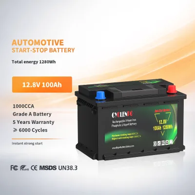 Factory Direct 12.8V 100Ah LiFePO4 Automotive Starter Battery with 400CCA 600A Peak Discharge 2-Year Warranty 6000 Cycles