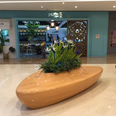 Y321 Fiberglass Airport Flower Pot Chair Bench Modern Lounge Furniture Garden Rest Relax Chaise Leisure Waiting Backrest Bench